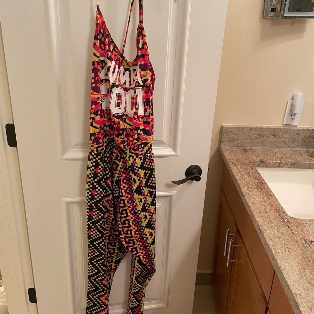 Colorful Zumba jumpsuit size M, runs large